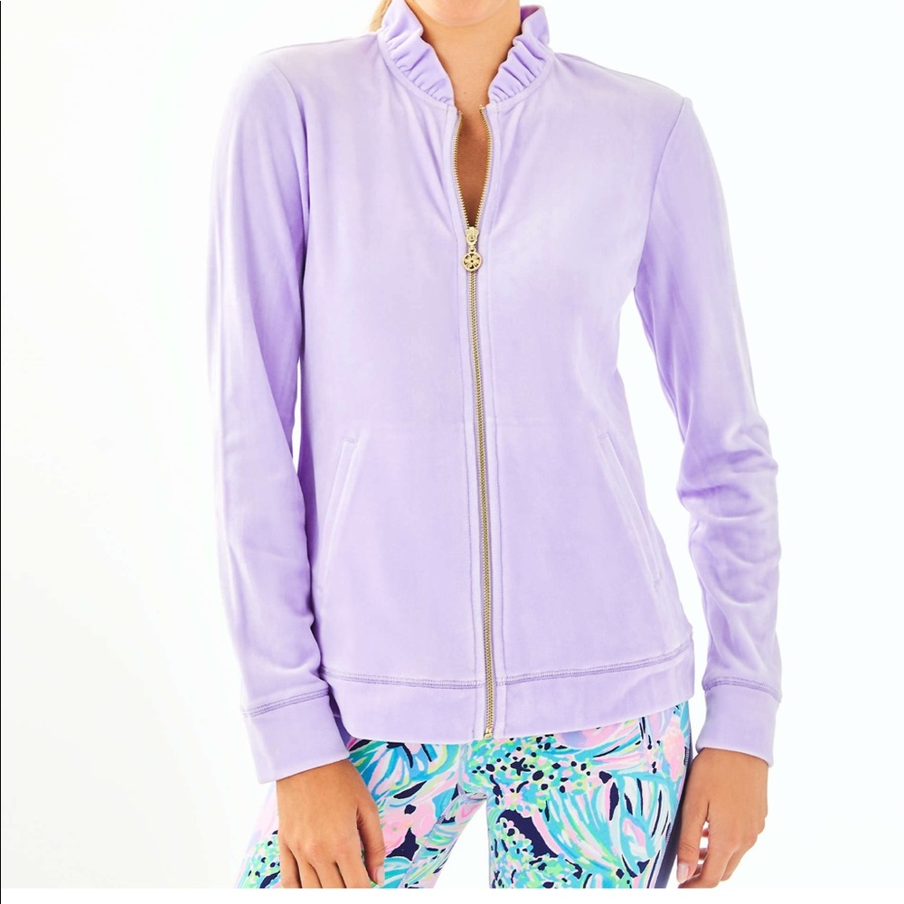 XS Jayla Velour Ruffle Zip-Up Light Lilac Verbena